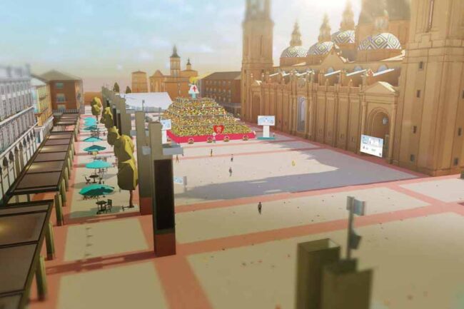Metaverso de la ciudad de Zaragoza recreando en 3D la experiencia de la tradicional Ofrenda de Flores